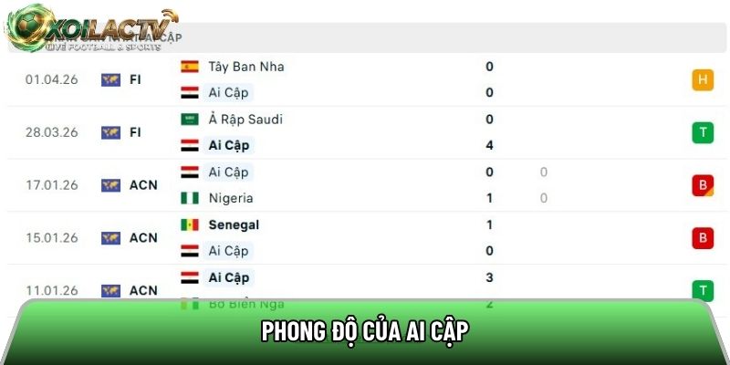 Phong độ của Ai Cập